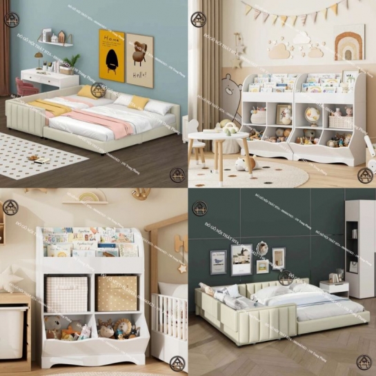 COMBO CHO TRẺ | GIƯỜNG PHẢN GHÉP NỐI & TỦ SÁCH ĐA NĂNG