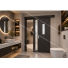 Cửa lùa gỗ composite phối kính cường lực tối ưu, đón sáng tự nhiên Đồ Gỗ Nội Thất HTA