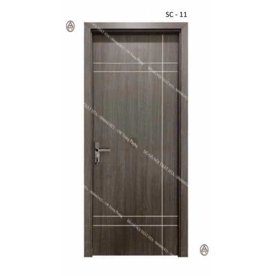 Cửa gỗ composite soi chỉ kết hợp ngang - dọc Đồ Gỗ Nội Thất HTA