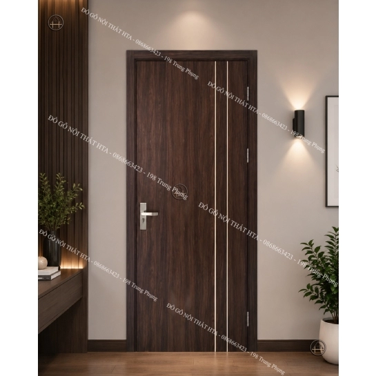 Cửa gỗ composite soi chỉ dọc tinh tế Đồ Gỗ Nội Thất HTA