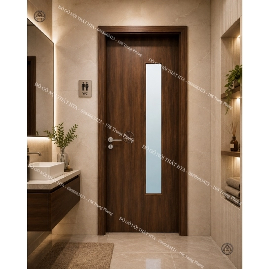Cửa gỗ composite nhà vệ sinh có kính đẹp và riêng tư Đồ Gỗ Nội Thất HTA