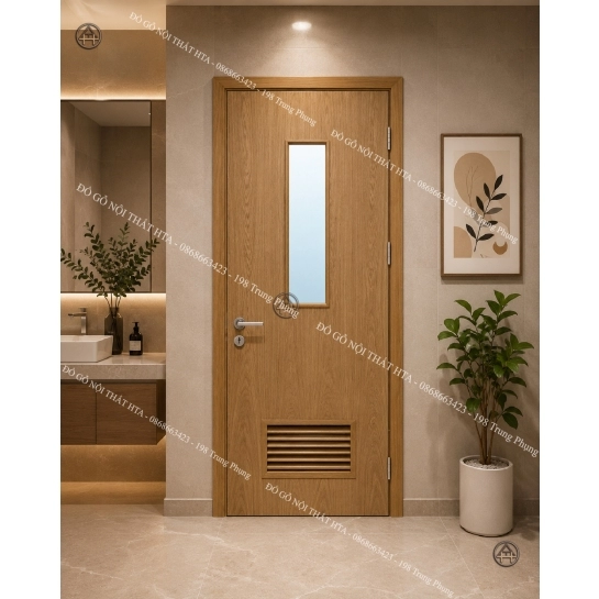 Cửa gỗ composite nhà vệ sinh ô chớp thoát khí giải pháp thông thoáng Đồ Gỗ Nội Thất HTA