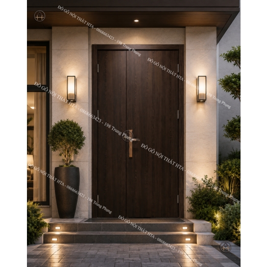 Cửa gỗ composite 2 cánh phẳng sang trọng đẳng cấp Đồ Gỗ Nội Thất HTA