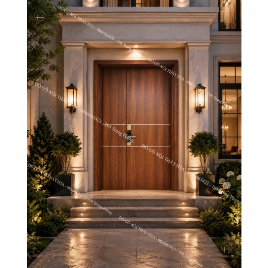 Cửa gỗ composite 2 cánh soi chỉ lựa chọn cho cửa chính đẳng cấp, hiện đại Đồ Gỗ Nội Thất HTA