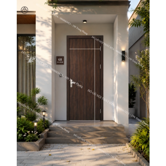 Cửa gỗ công nghiệp Melamine/Laminate soi chỉ ngang dọc đan xen sang trọng và đẳng cấp Đồ Gỗ Nội Thất HTA