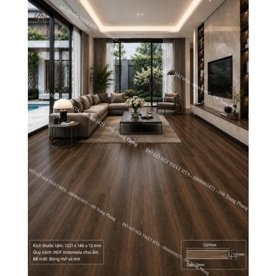 Sàn Gỗ Công Nghiệp HDF Lát Thẳng Baniva Indonesia Đẳng Cấp, Chịu Ẩm Bền Bỉ Đồ Gỗ Nội Thất HTA